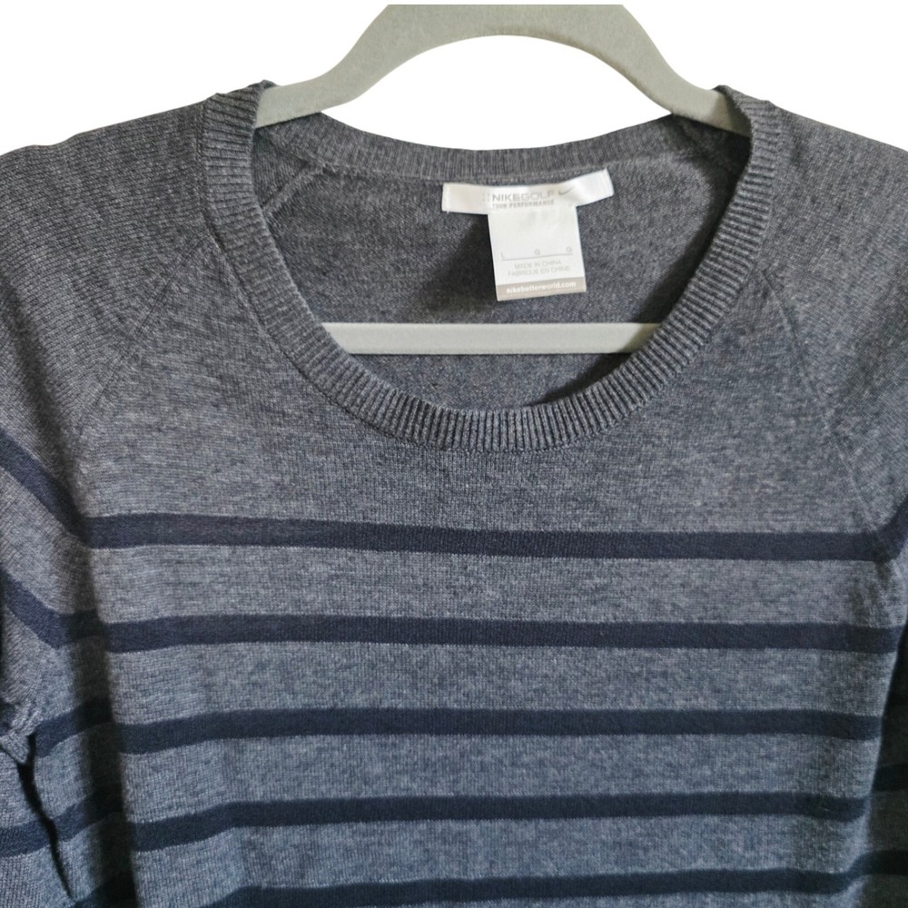 Nike Golf S Women's Striped Crew Neck Sweater Knit Long Sleeve Gray Black NWOT